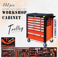 352pcs Tools Trolley Workshop Cabinet Garage Storage 7 Drawers Socket Wrench Hand Tool Combination S
