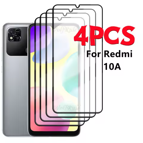 4/3/2/1PCS For Redmi 10A Glass Xiaomi Redmi 10A Tempered Glass Protective Full Cover Glue HD 9H For 