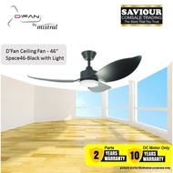 Mistral D'Fan Space 46 46”Ceiling Fan - Black with Light &amp; Remote Control