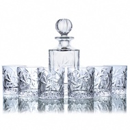 ชุดคริสตัล สลักลายPinwheel ขวดทรงสี่เหลี่ยมพร้อมแก้ว O/F 6 ขิ้น รุ่น KC/9029DCS-4/7B