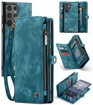 Case For Samsung Galaxy S25 S24 Ultra Plus Wallet Card Holder Zipper Strap PU Leather Flip With Pen