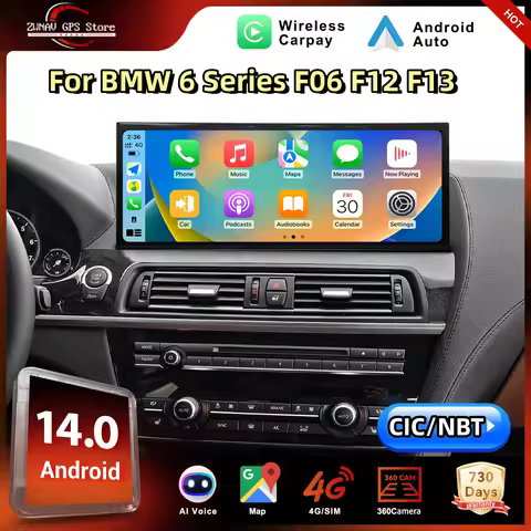 15.8'' Android 14 8 Core 12+256GB Car Radio For BMW 6 Series F06 F12 F13 CIC/ NBT System With 4G-LTE