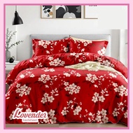 MERAH KATUN TAIWAN cotton Bedcover/CVC FINE red red flower leaf stem elegant adult [LOVENDER BEDSHEE
