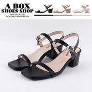 Checked Shop * [KA219] Zero Size 36~38 6CM Square Toe Leather Sandals Thin Strap Flat Lace-Up Thick 