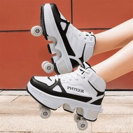 Fast Shipping New Deformation Roller Skate Shoes For Kids Parkour Roller Shoes With4 Wheels Double-R