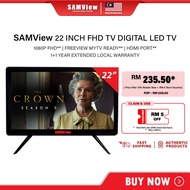 SAMVIEW 2K Fhd Digital Led 1080P TV / Television With Built In Mytv DVB-T2 (22")