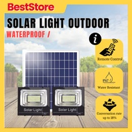 Rechargeable Solar Powered Flood LED Bright Light Waterproof Lamp Remote Control Automatic Spotlight