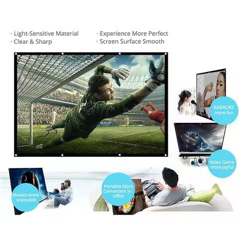 120-inch 16:9 Projector Screen Portable HD Projection Screen Foldable Wall Mounted for Home Theater 