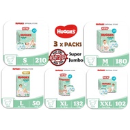 Huggies Ultra Natural Soft Diapers / Huggies AirSoft Tape S/M/L/XL/XL44 x 3 Super Jumbo Pack