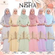 BAJU RAYA MUSLIMAH KURUNG NISHA SULAM KERAWANG COTTON LINEN NURSING S-3XL