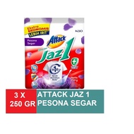 Bundle of 3 bags ATTACK Jaz 1 Detergent Powder PESONA SEGAR / Laundry Detergent / Deterjen Bubuk 260 gr x 3