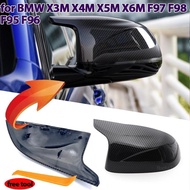 Rearview Side wing mirror cover cap Carbon Fiber Pattern Black for BMW X3M F97 X4M F98 2019-2023 X5M