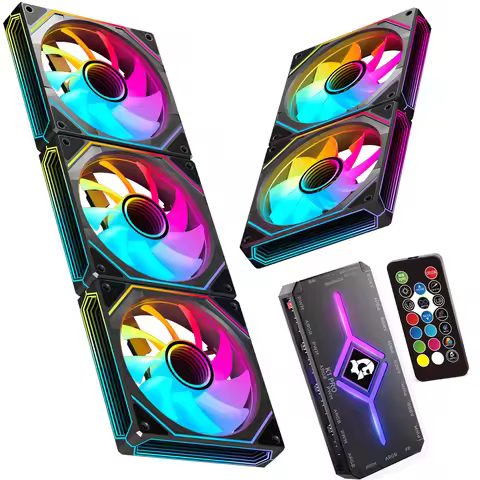 5 Pack ARGB PWM Fans,3 Forward Fan +2 Reverse Fans,5V Addressable RGB Fans with Controller and Remot