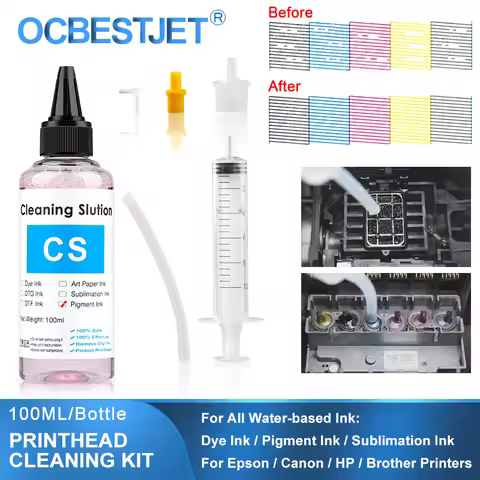 100ML Power Cleaning Liquid Inkjet Printer Head Cleaning Kit Suit Dye Pigment Sublimation Ink For Ep