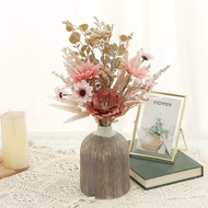 Artificial flower Bouquet - Echinacea Cosmos & Poppy in Beige Taupe Neutral Tones for Home Wedding D