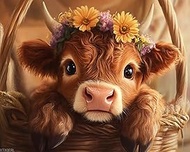 XTXGERL Paint by Numbers Kit for Adults Highland Cattle, Cute Paint by Numbers Adults Without Frame 