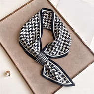 Literary Fresh Silk Scarf Beveled Spring Summer Matching Shirt Ladies Simulation Stripes Checked 042