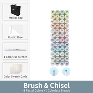 RBNJO Ohuhu Honolulu 48สีพาสเทลเซ็ตปากกามาร์กเกอร์แอลกอฮอล์ศิลปะปากกาเน้นข้อความสองเคล็ดลับในปากกาสั