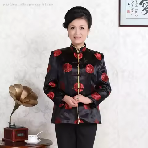 Vintage Button Cheongsam Top Tang Clothes Women Satin Jacket Chinese Tradition Tang Style Outerwear 