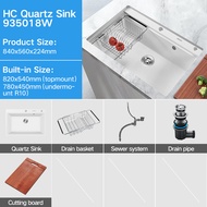 HIGOLD 840mm Kitchen Sink American Home Kitchen Sink Big Size Singe Step Quantity Quartz Sink White