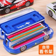Elf Car Style Stationery Box with Bookshelf Iron Pencil Case Student Boys Large Capacity with Formul