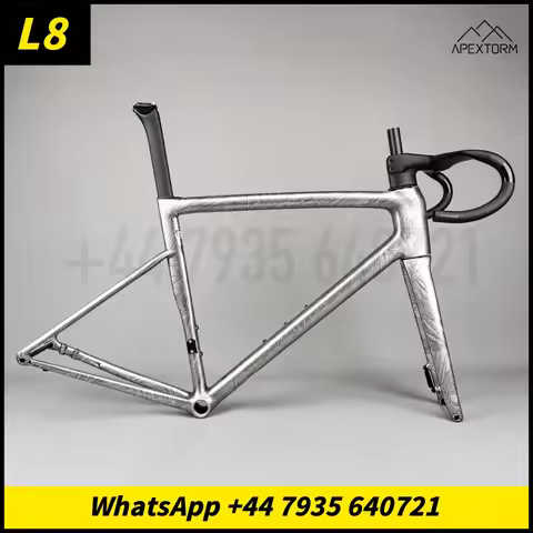 SL8 Ice Pattern Silver Carbon Road Bike Frame Disc Brake Frameset Di2 Groupset