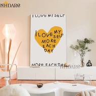 Wall Pictures Art Canvas Print Painting Poster Yellow Color Love Words Text Quote Modern Nordic 0706