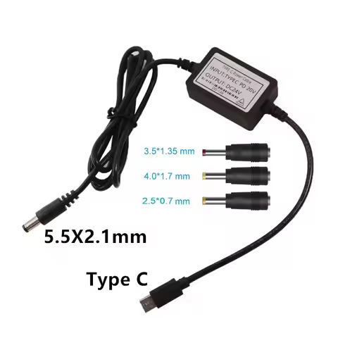 USB C Type-C to DC 5.5x2.1mm 2.5x0.7mm 3.5x1.35mm 4.0x1.7mm 24V booster module Power Cable for Route