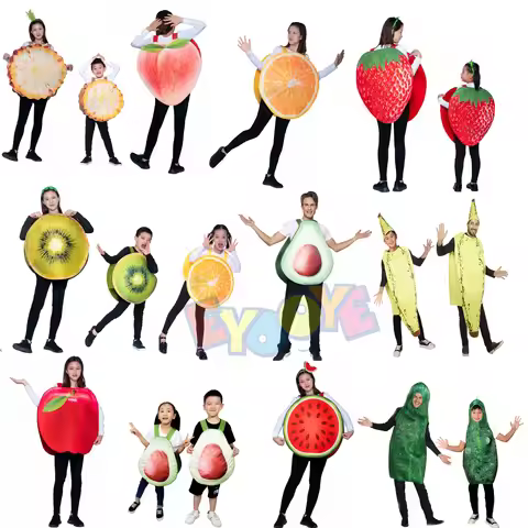Halloween Vegetable Fruit Cosplay Banana Kiwi Pineapple Apple Costume Adult Kids Carnival Party Perf