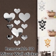 10pcs Wall Decoration Acrylic Stickers Mural Decal 3D Mirror Wall Sticker Love Heart Removable Livingroom Decoration