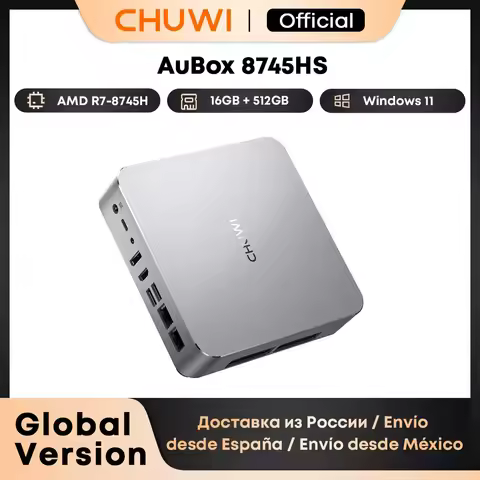 CHUWI AuBox Mini PC AMD Ryzen 7 8745HS 16GB DDR5 512GB SSD Windows 11 Pro 4K Display AI-Link WiFi 6 