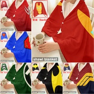 Superhero Logo Flannel Snap-button Blanket, Multi-functional Flannel Shawl, Wearable for Office Use,