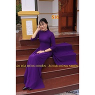 S16- Plain purple ao dai with 4 high-quality silk panels
