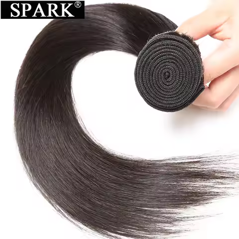Spark Brazilian Straight Human Hair Extension 1B Natural Black Color 100% Human Hair Weave Bundles 8