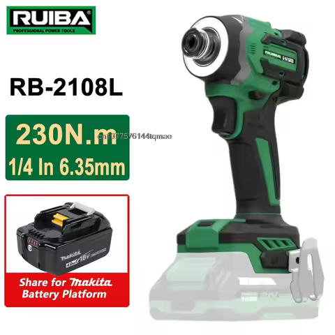 RUIBA 1/4 Inch Brushless Electric Impact Screwdriver 230NM Cordless Wrench For Makita 18V Battery [N