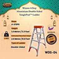 Winner Ladder 4-Step Aluminium Double-Sided TanglePruf™ Ladder 150 Kg Duty Rating Heavy Duty Tangga 