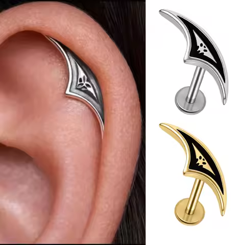 1PC Stainless Steel Boho Cartilage Helix Daith Earring Gothic Punk Geometric Hidden Helix Earrings G