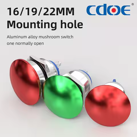 16/19/22MM Mushroom Head Push Button Switch Momentary Push Button IP65 Waterproof 12V 24V 36 DC 110V