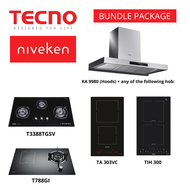 (HOOD + HOB) Tecno KA 9980 / KA9980 (90cm) High-suction Chimney Cooker Hood with Free Hob Bundle Package