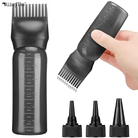 1pcs Hair Oil Applicator Bottle with 3pcs Pointed Mouth Cover 6OZ Hair Dyeing Refillable Bottle Root