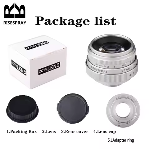 35mm F1.6 CCTV Lens C Mount For Fujifilm X-A5 X-A10 X-A3 X-T20 X-T10 X-E3 X-E2 X-E2s X-E1 X-PRO Sony
