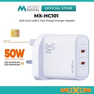 MOXOM MX-HC101 USB-C PD 50W SUPER SI FAST CHARGER ADAPTER WITH PD 50W + QC3 DUAL TYPE C FAST CHARGER