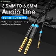 SUNSHINER 3.5mm To 6.5mm Audio Splitter Cable, Converter Adapter 3.5mm To Dual 6.5mm Audio Cable, 2 