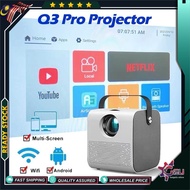 Projector Q3 Pro Android 10.0, WiFi Version Projector, Projektor in Phone smart Protable 4K Mini LCD