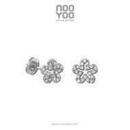 NooYoo ต่างหูสำหรับผิวแพ้ง่าย Floral Crystal Surgical Steel