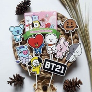 Topper toper decoration skewer cake rice cake tumpeng happy birthday birthday character bt21 bt 21