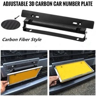 Car Number Plate Holder 3D Carbon License Plate Holder Adjustable License Number Frame Holder Car