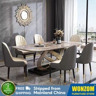 Light luxury marble dining table Italian rock plate dining table and chair combination modern simple rectangular small household dining table