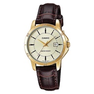 นาฬิกา รุ่น Casio นาฬิกาข้อมือผู้หญิง สายหนัง สีน้ำตาล รุ่น LTP-V004GL-9A ( Gold ) จากร้าน MIN WATCH