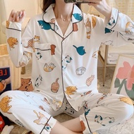 Korean Long Sleeve Cotton Sleepwear Pajama Set For Women Nightwear